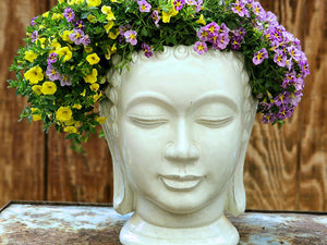 small buddha plant pot Buddha Head Planter By Plantatorem 17.5" D x 24.5" H / Stone Brown
