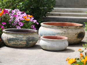 cream planter pots Buy Rounded Rim Low Parco Planters Set of 3 Atlantis Sky