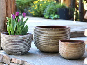 Egg Horizontal Ripples Planter - Set of 3