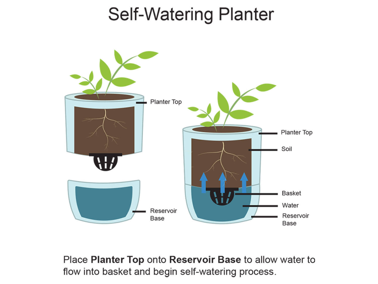 plant pots with water reservoir Urban Dweller Self-Watering Pot–Pastel| Self-Watering Indoor Planter 5.0" D x 5.5" H (Case of 8) / Pastel Light Green