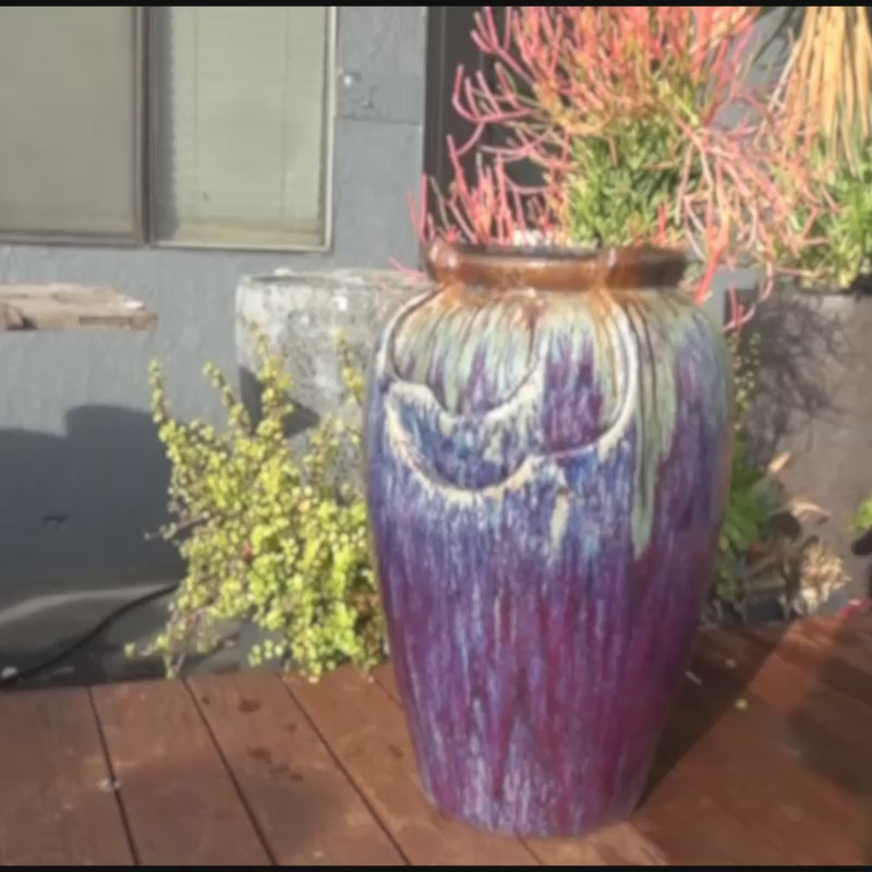 Tea Garden Fountain ( Red Copper on Violet )