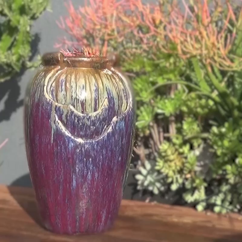 Tea Garden Fountain ( Red Copper on Violet )